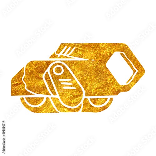 Hand drawn gold foil texture icon Electric drum sander icon.