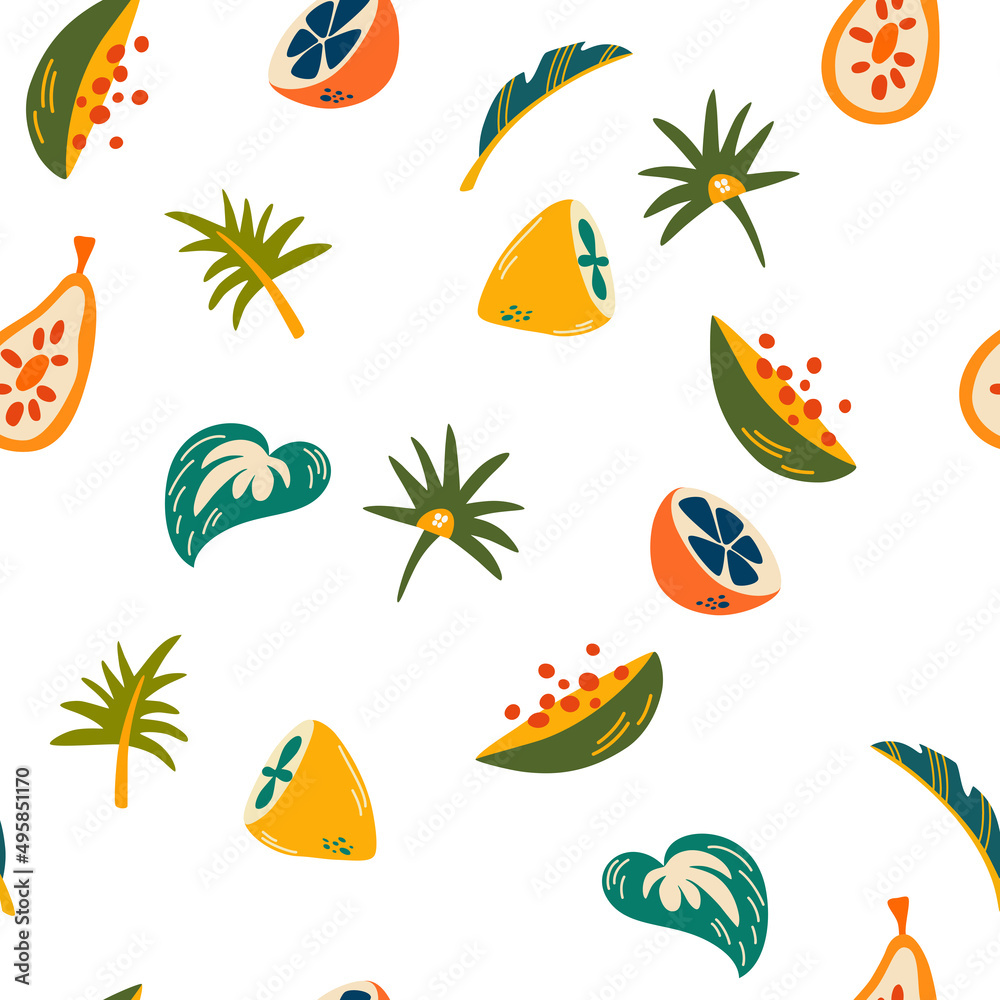 Fruit seamless pattern. Strawberry. Delicious sweet food. Perfect for printing, menus and restaurants, textiles, wrapping paper.  Hand drawn vector illustration