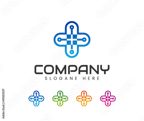 Health tech logo designs template healthcare logo designs. Medical Tech Logo Design Template Element