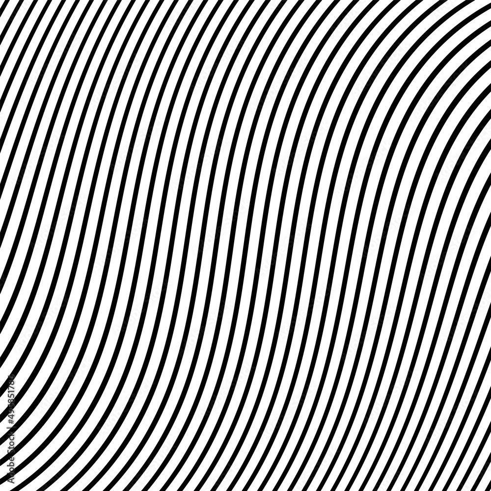 Abstract curved black long lines on white. Illustration of the Black