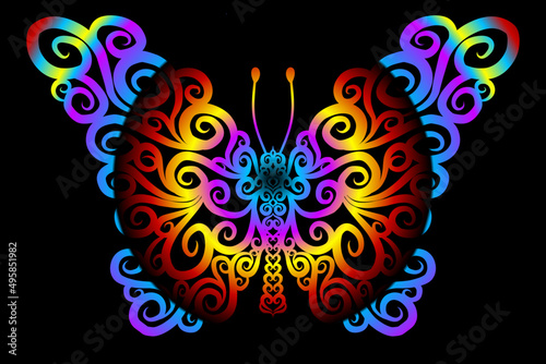 Beautiful gradient colour butterfly design  illustration for wallpaper background ads clothing or logo