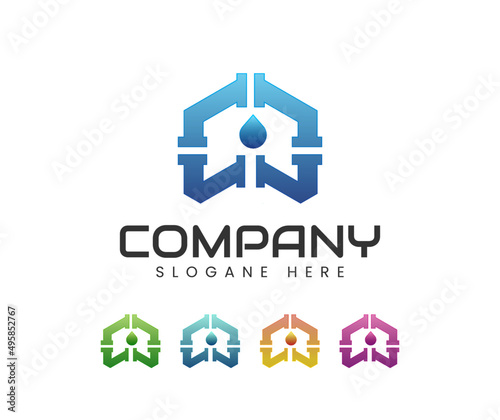 Plumbing logo template design. Plumbing Service Logo Template, Water Service Logo