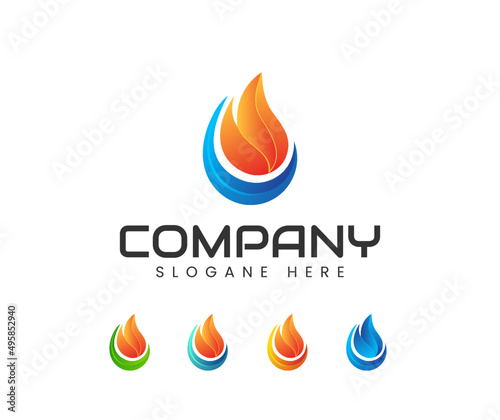 Fire Flame Logo design vector template drop silhouette. Creative Droplet Burn Elegant Bonfire Logotype Fire Logo concept icon