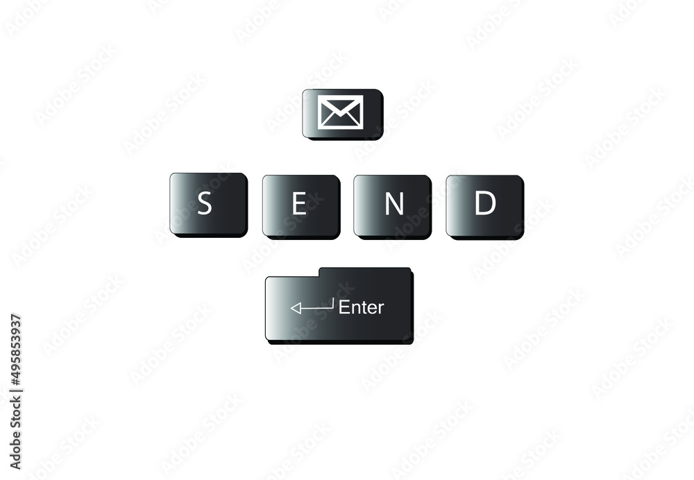 icon on the keyboard with letters S E N D, press Enter, it will send a letter. icon on the keyboard with letters S E N D, press Enter, it will send a letter.