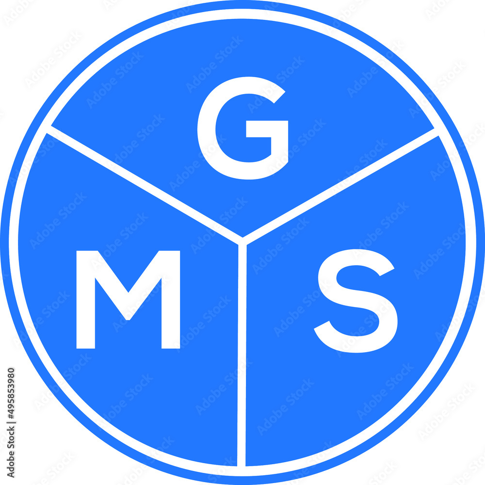 GMS letter logo design on white background. GMS creative circle letter logo concept. GMS letter design. GMS letter logo design on white background. GMS creative circle letter logo concept. GMS letter design.