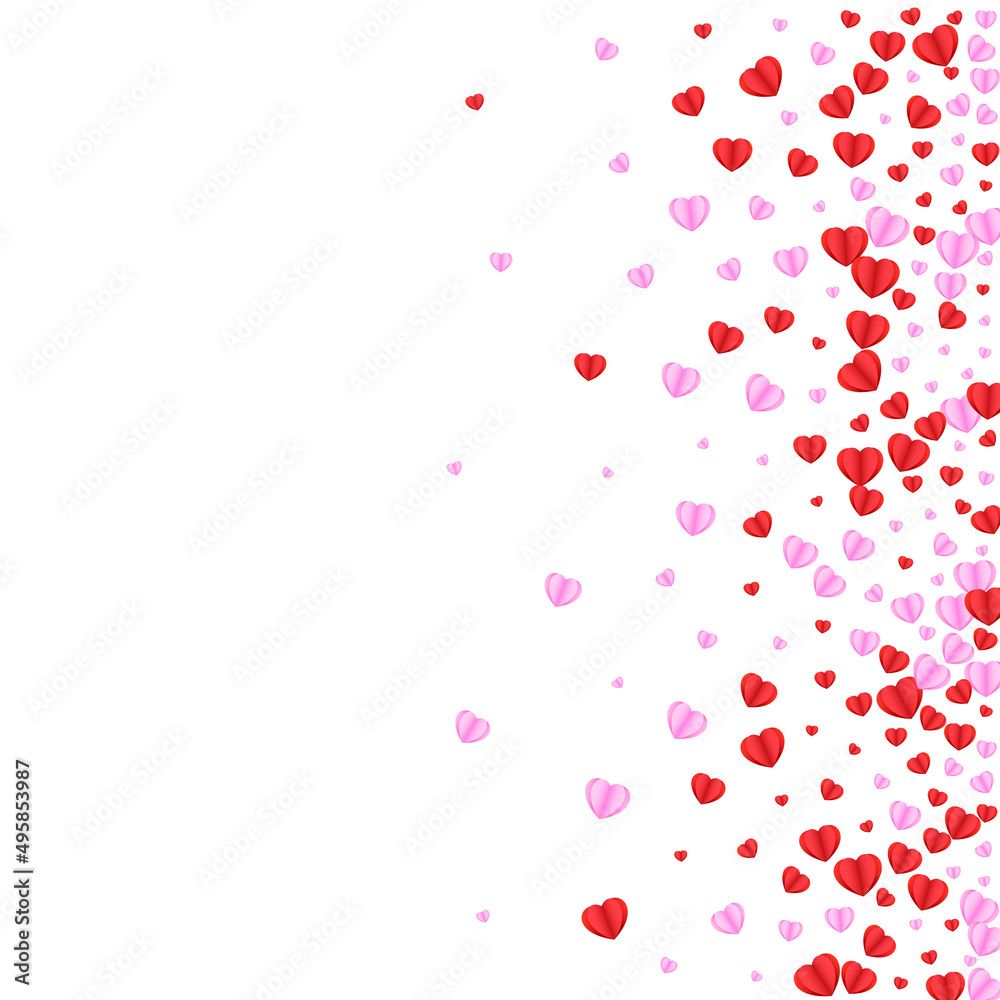 Fond Confetti Background White Vector. Love Backdrop Heart. Violet Sweetheart Illustration. Red Confetti Day Texture. Pink Card Pattern.