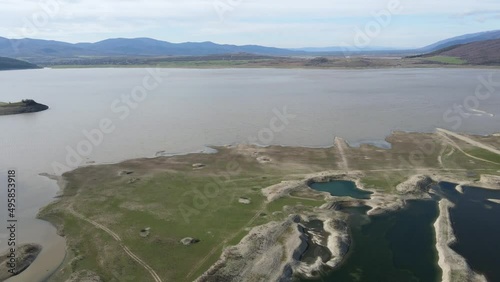 Amazing Aerial view of Zhrebchevo Reservoir, Sliven Region, Bulgaria photo