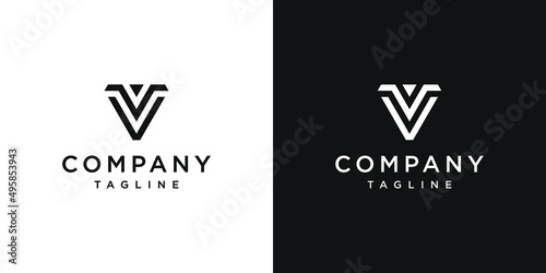 Creative Letter VV Monogram Logo Design Icon Template White and Black Background