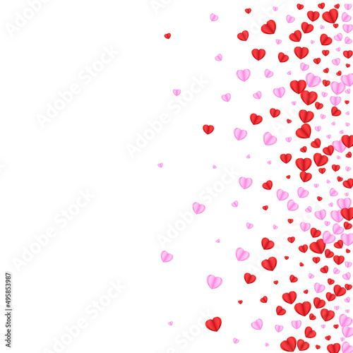 Fond Confetti Background White Vector. Love Backdrop Heart. Violet Sweetheart Illustration. Red Confetti Day Texture. Pink Card Pattern.