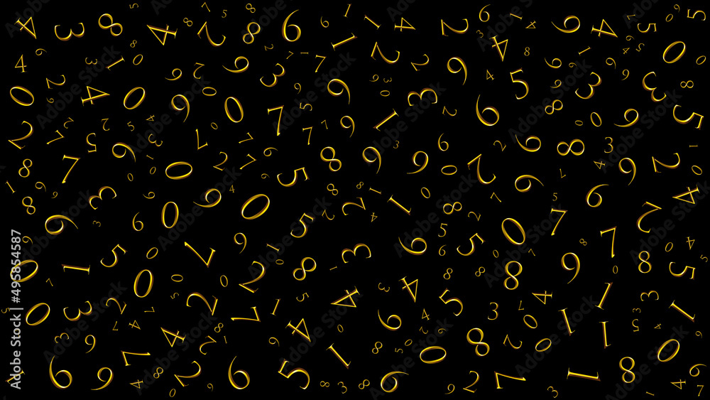 Golden numbers background abstract design, creative number pattern background for banner, poster, presentation
