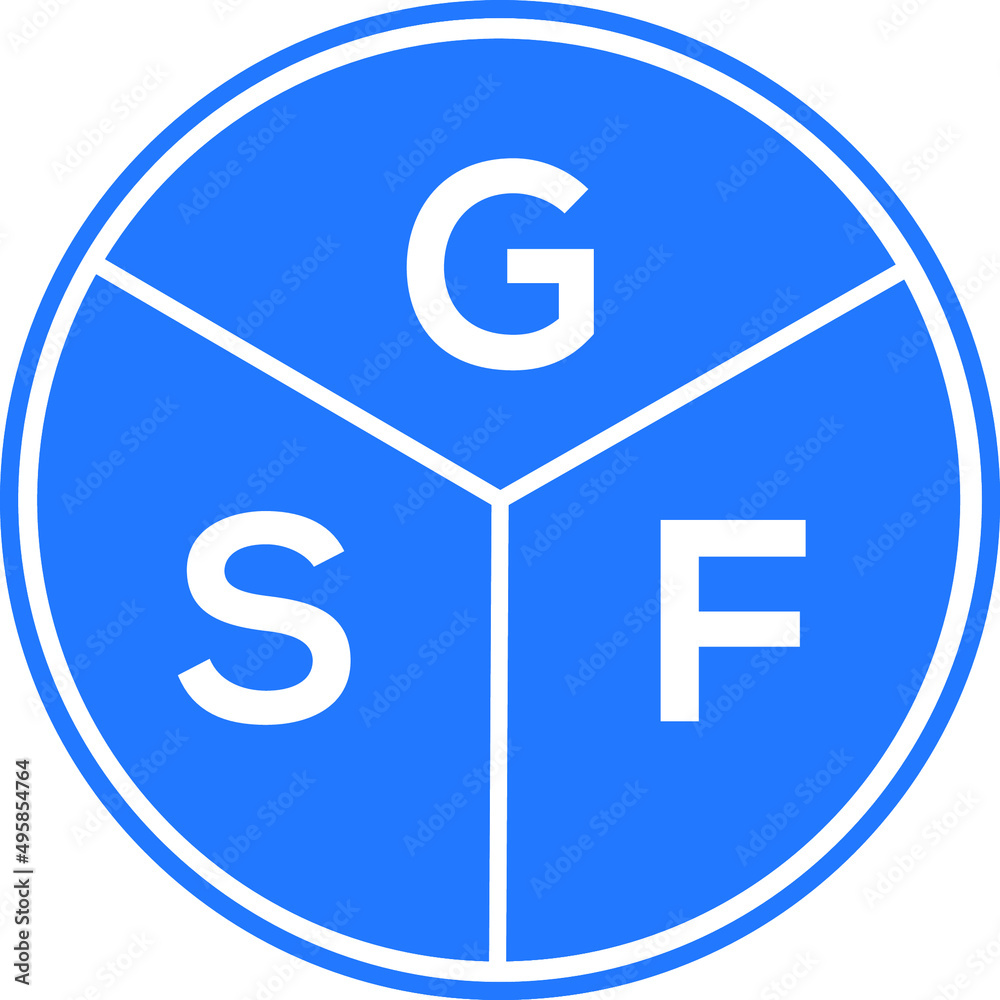 GSF letter logo design on White background. GSF creative Circle letter logo concept. GSF letter design. GSF letter logo design on White background. GSF creative Circle letter logo concept. GSF letter design.