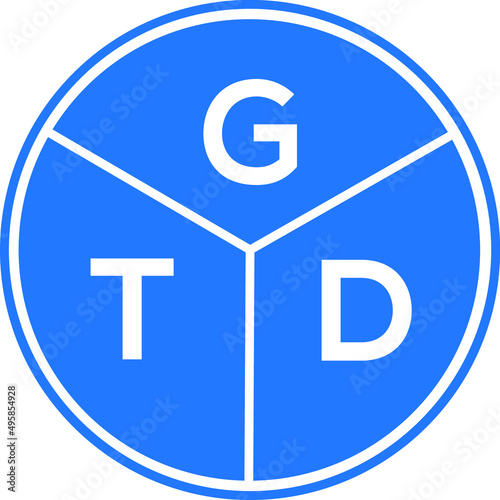 GTD letter logo design on White background. GTD creative Circle letter logo concept. GTD letter design.  photo