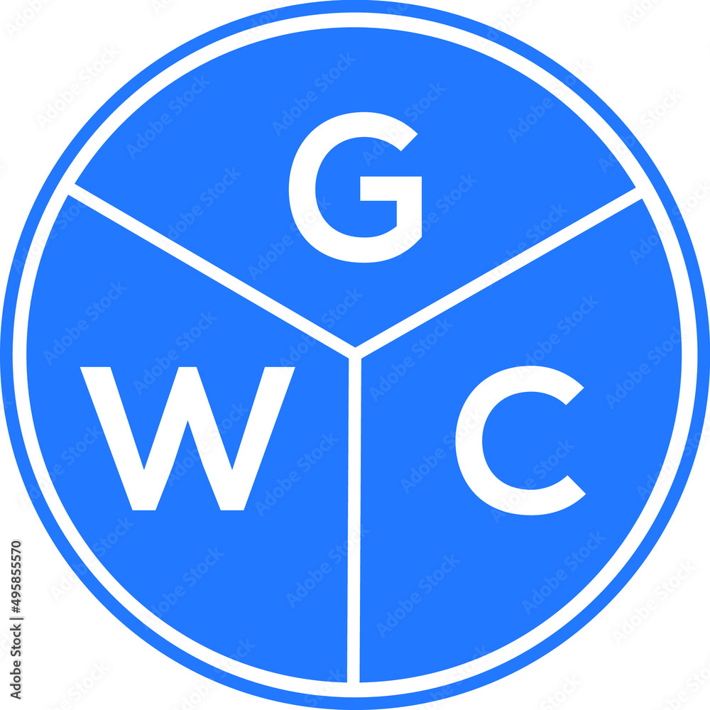 GWC letter logo design on White background. GWC creative Circle letter logo concept. GWC letter design. 