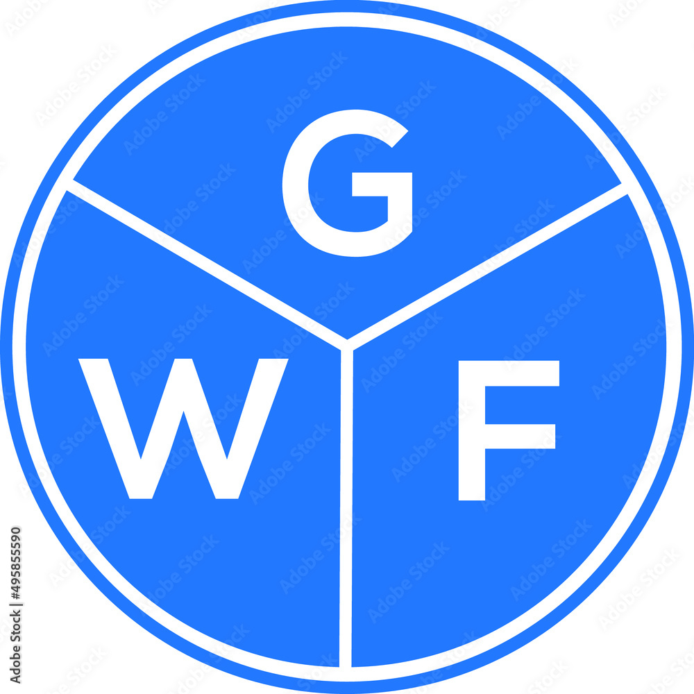 GWF letter logo design on White background. GWF creative Circle letter logo concept. GWF letter design. GWF letter logo design on White background. GWF creative Circle letter logo concept. GWF letter design.