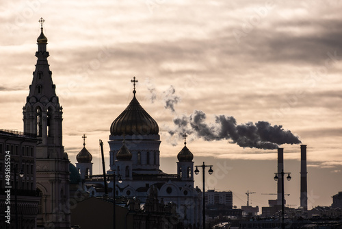 City center in Moscow. Clouds over the city