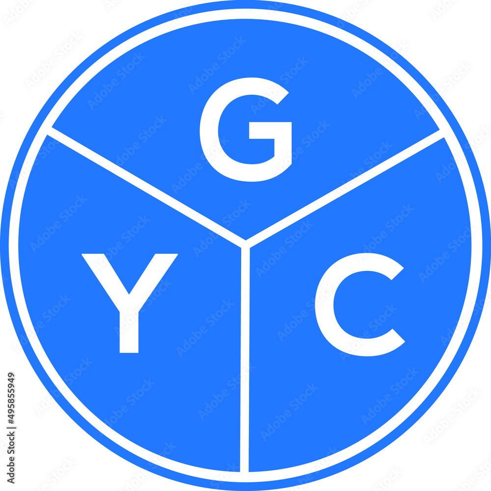 GYC letter logo design on white background. GYC creative circle letter logo concept. GYC letter design. GYC letter logo design on white background. GYC creative circle letter logo concept. GYC letter design.