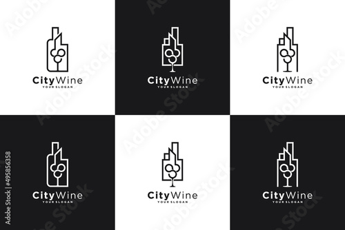 set of creative wine logo, logo inspiration.