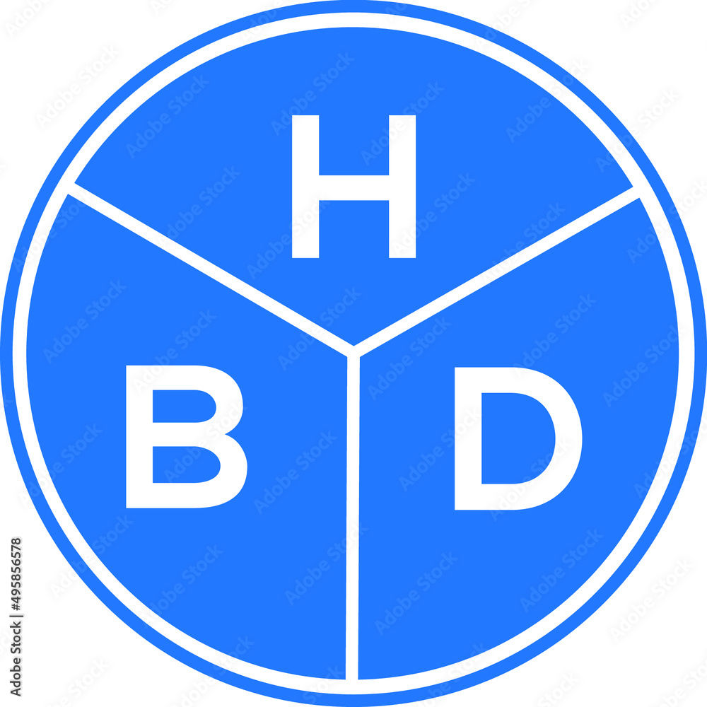 Fototapeta premium HBD letter logo design on White background. HBD creative Circle letter logo concept. HBD letter design. 