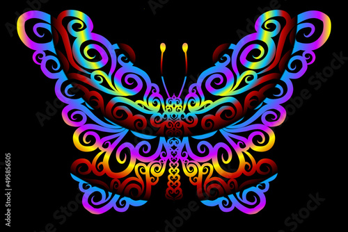 Beautiful gradient colour butterfly design  illustration for wallpaper background ads clothing or logo