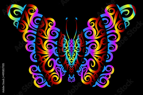 Beautiful gradient colour butterfly design  illustration for wallpaper background ads clothing or logo