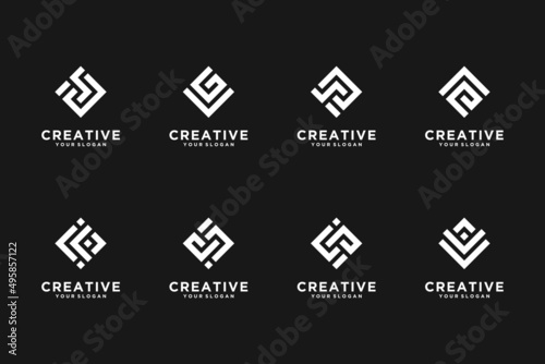 set of creative abstract monogram logo, logo inspiration for your business.
