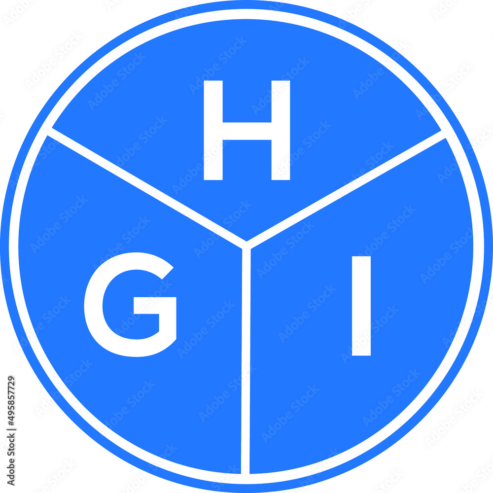 Fototapeta premium HGI letter logo design on white background. HGI creative circle letter logo concept. HGI letter design.