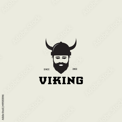 cool viking man head logo design vector graphic icon symbol illustration