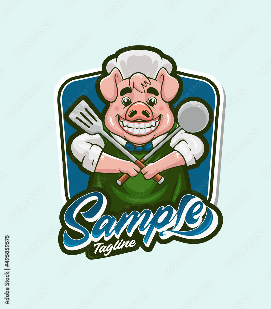 chef pig cute mascot cartoon character chef pig cute mascot cartoon character