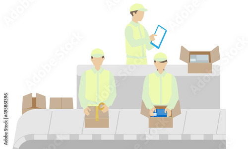 工場内軽作業イラスト