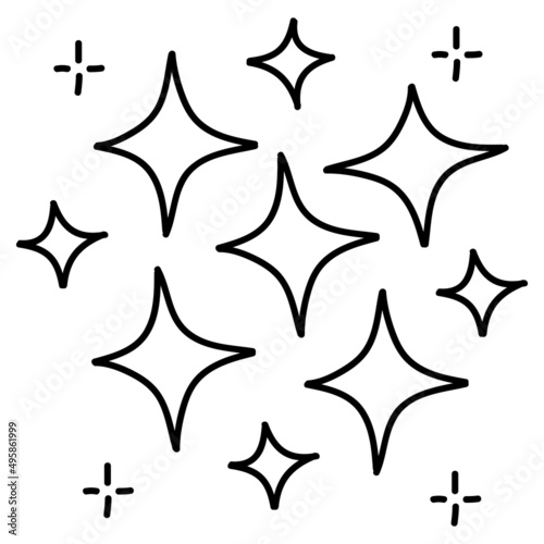 doodle set of vector stars sparkle icon  clean surface icon. Glowing light effect stars and shining burst. isolated on white background. vector illustration