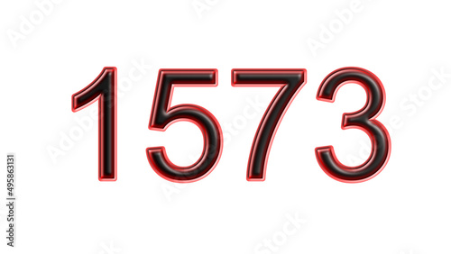 red 1573 number 3d effect white background