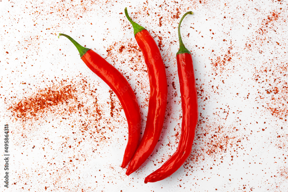 Red hot chili peppers isolated on white background. Red hot chili peppers isolated on white background.