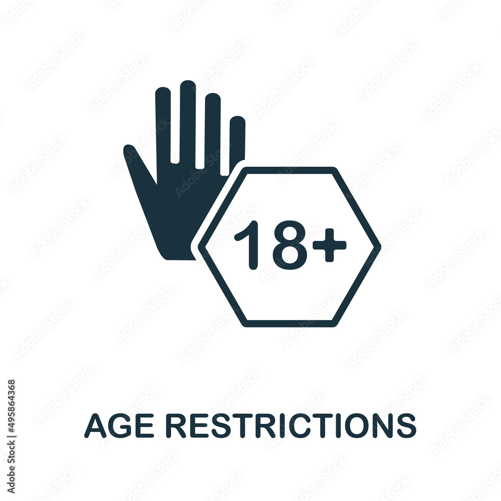 Age Restrictions icon. Monochrome simple Age Restrictions icon for