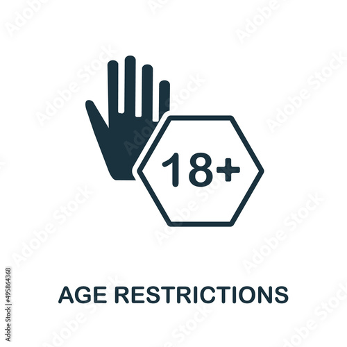 Age Restrictions icon. Monochrome simple Age Restrictions icon for templates, web design and infographics