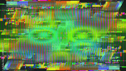 Glitch distorted geometric background . Modern art design . Noise destroyed glitched poster . Trendy defect error background with speed lines  .Glitch effect .vector 