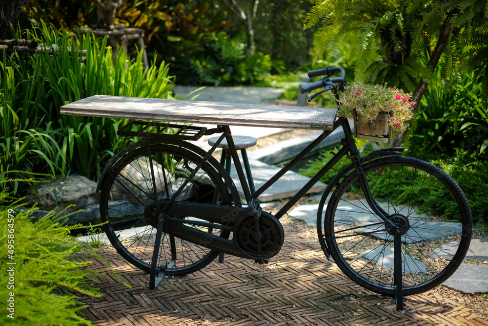 Vintage Bicycle is parked in the Garden