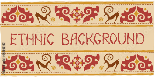 Ethnic background on the theme of Scythian and Turkic art, vector design