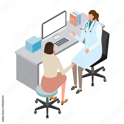 アイソメトリック_女性医師の診察