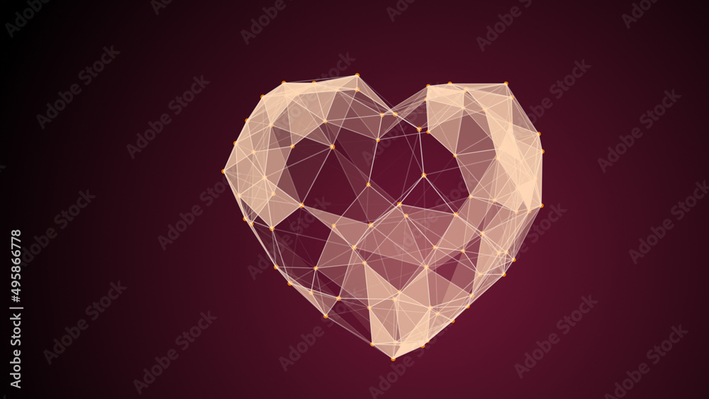 Abstract plexus heart on dark background Abstract plexus heart on dark background