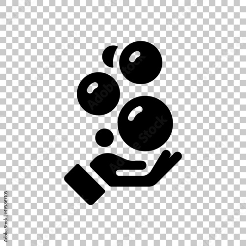 Soap for hands, personal sanitizer. Black symbol on transparent background