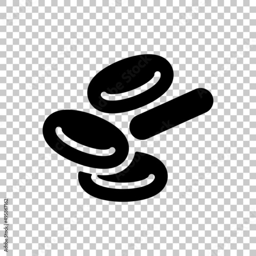 Blood cells, simple medical icon. Black symbol on transparent background