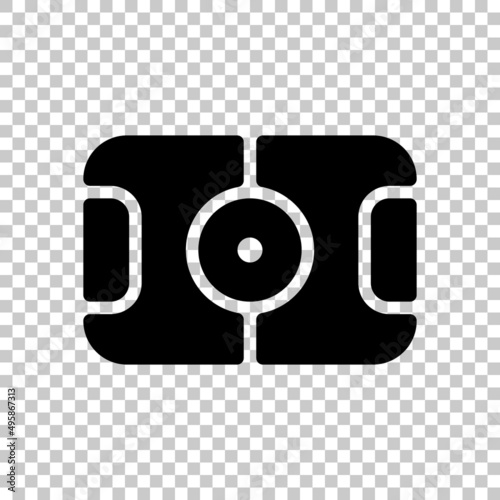 Soccer field, simple icon of football. Black symbol on transparent background