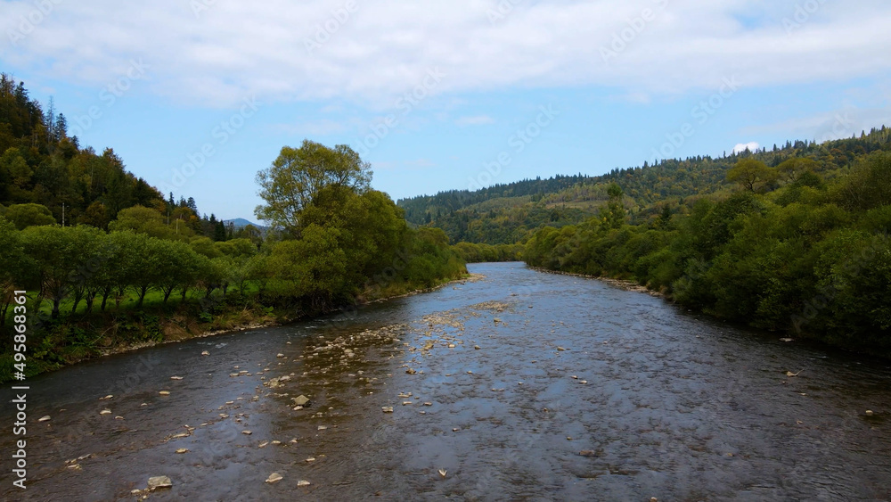 Wide river in the mountains. Nature Ukraine Wide river in the mountains. Nature Ukraine