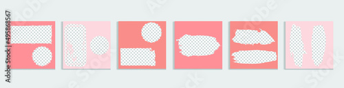 Social media covers with simple design elements . Boho style . Leaves . Post frame stories templates.  Layout for promotion .Media banner .Vector