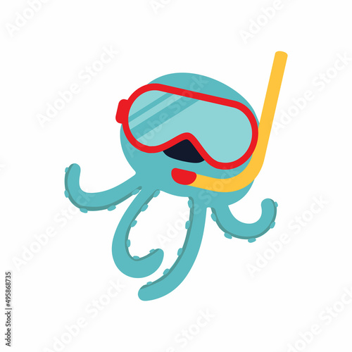 Cute octopus cartoon vector illustration