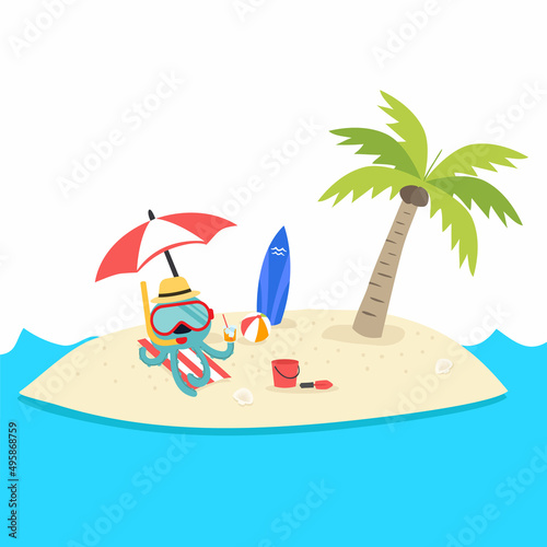 Cute octopus cartoon vector illustration