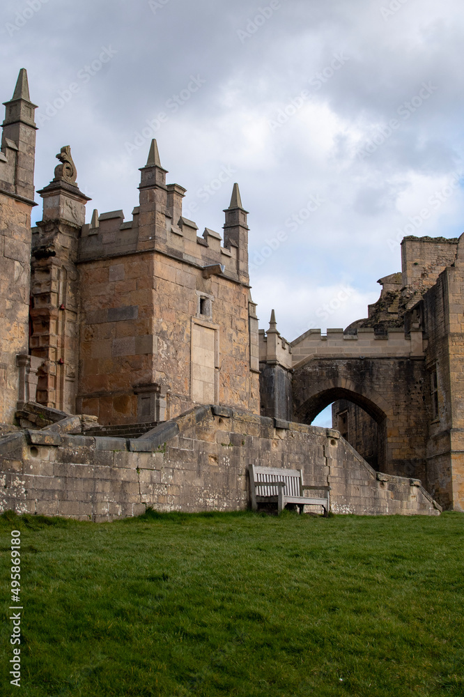 Exterior architecture of Bolsover Castle in Derbyshire, UK