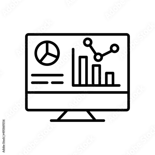 Dashboard admin line icon. Simple outline style. User panel template, data analysis, agency, graph, business linear sign. Vector illustration isolated on white background.