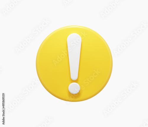 3D Realistic Yellow warning sign vector illustration.