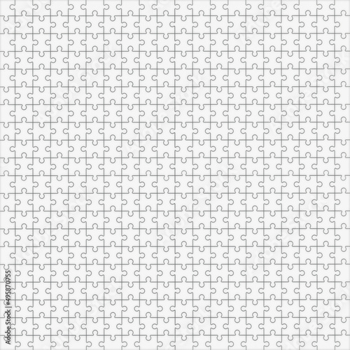 Large group of small white jigsaw puzzle pieces. 3D illustration